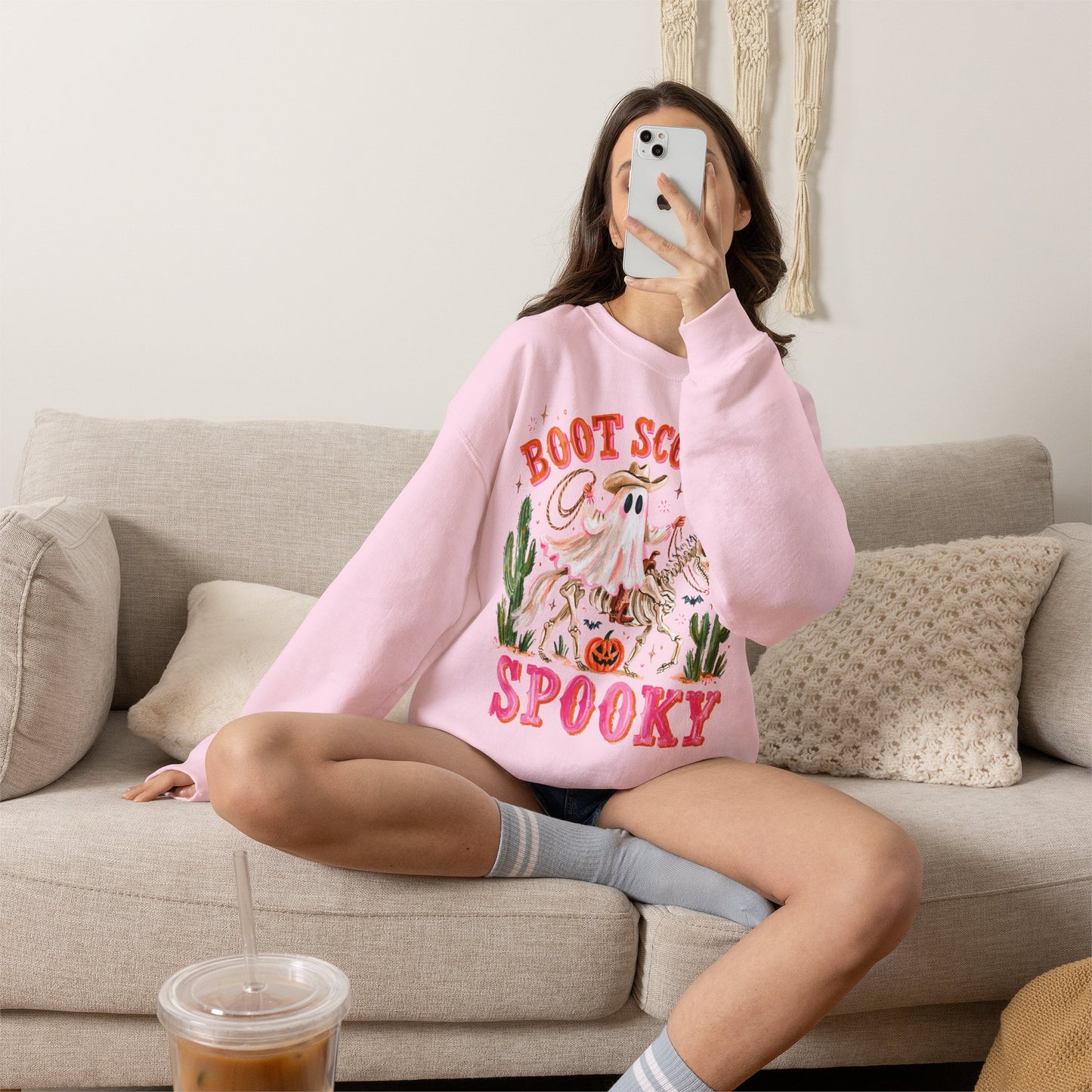 Boot Scootin' Spooky Sweatshirt — Western Halloween Ghost Crewneck
