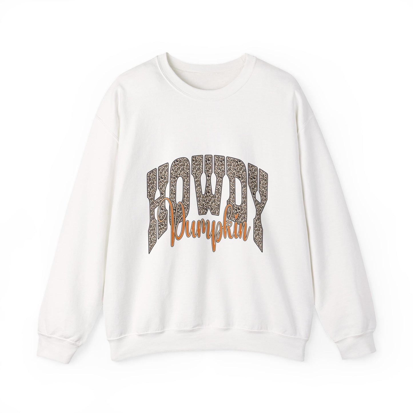 Howdy Pumpkin Crewneck Sweatshirt — Retro Leopard Fall Graphic