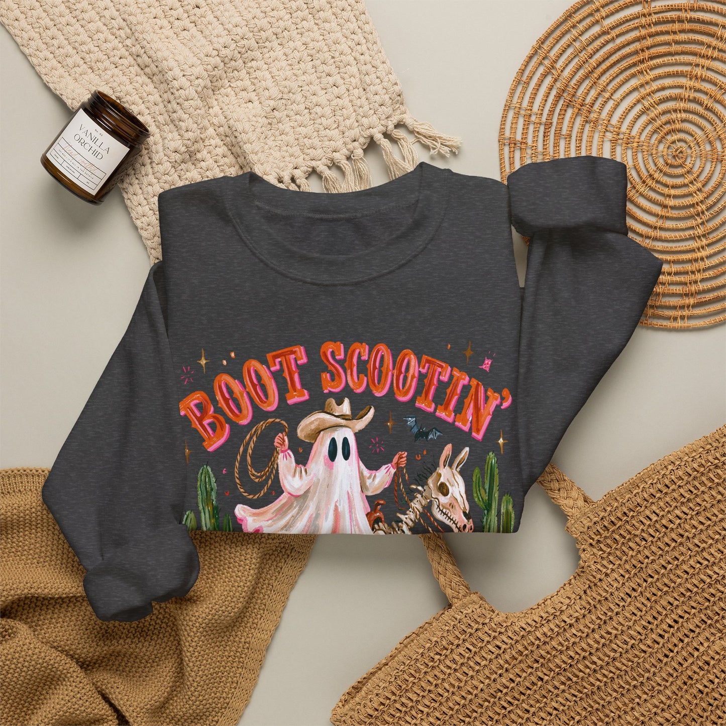 Boot Scootin' Spooky Sweatshirt — Western Halloween Ghost Crewneck
