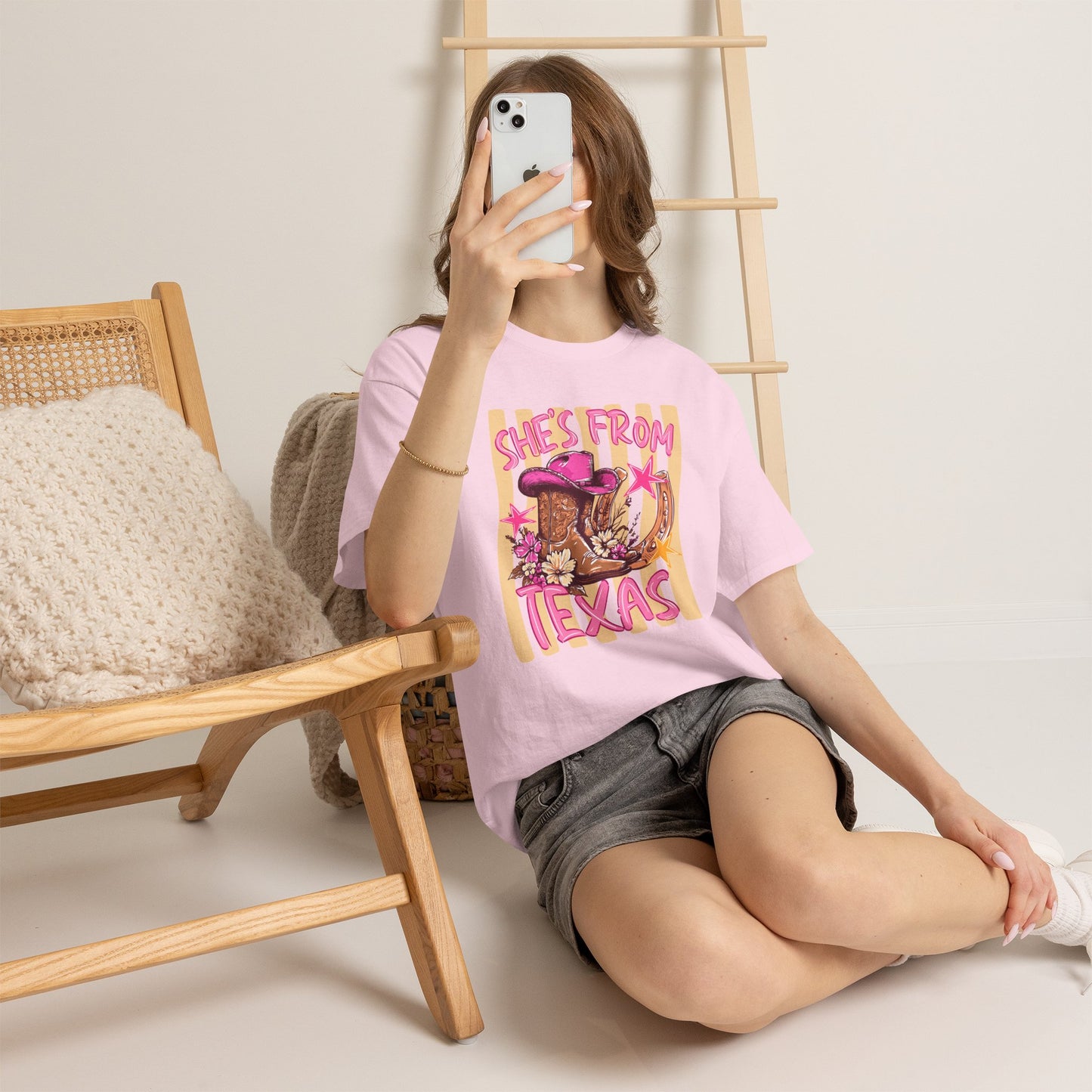 She's From Texas T-Shirt — Pink Cowgirl Boots & Hat Texas Pride Tee