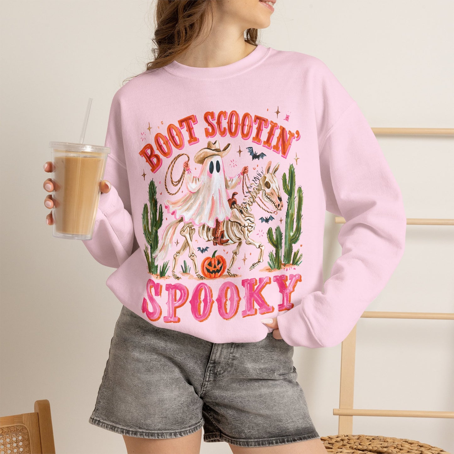 Boot Scootin' Spooky Sweatshirt — Western Halloween Ghost Crewneck