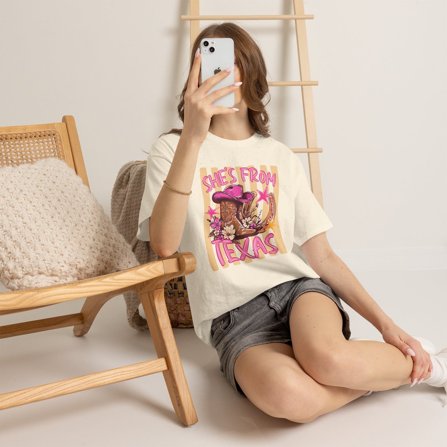 She's From Texas T-Shirt — Pink Cowgirl Boots & Hat Texas Pride Tee