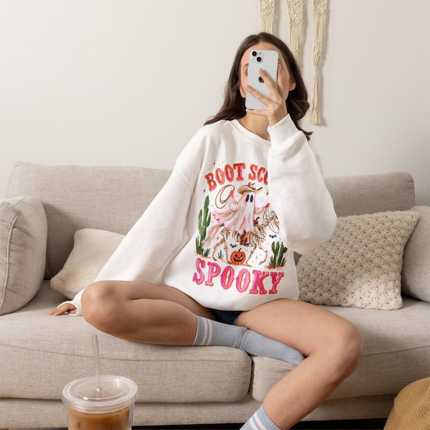 Boot Scootin' Spooky Sweatshirt — Western Halloween Ghost Crewneck