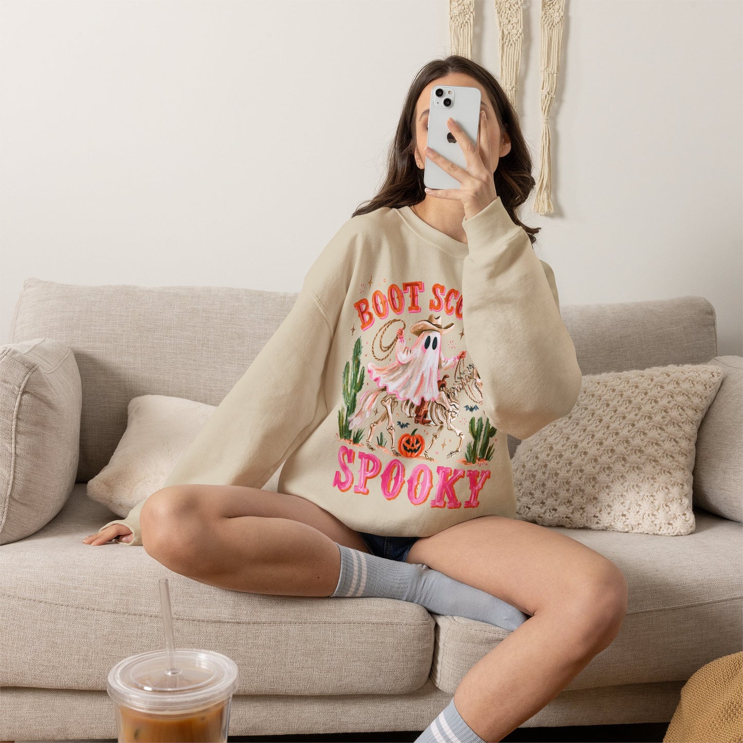 Boot Scootin' Spooky Sweatshirt — Western Halloween Ghost Crewneck