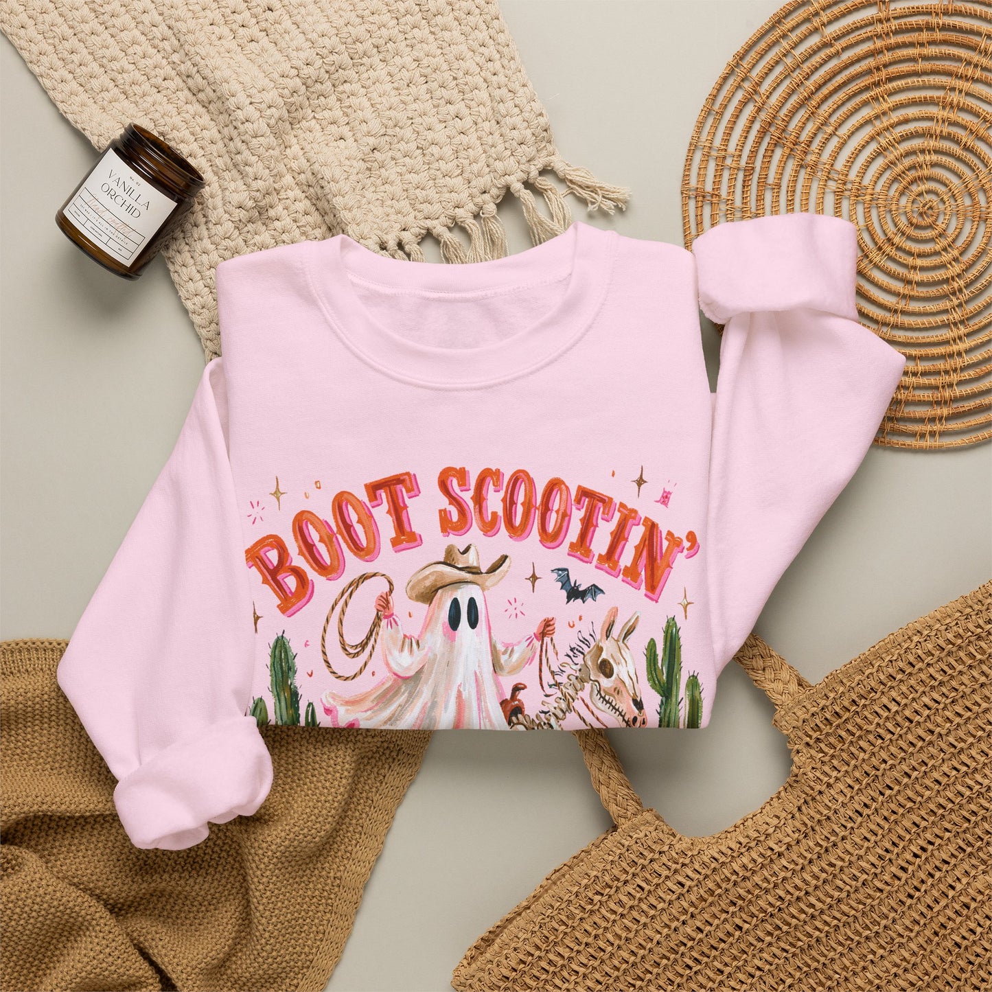 Boot Scootin' Spooky Sweatshirt — Western Halloween Ghost Crewneck