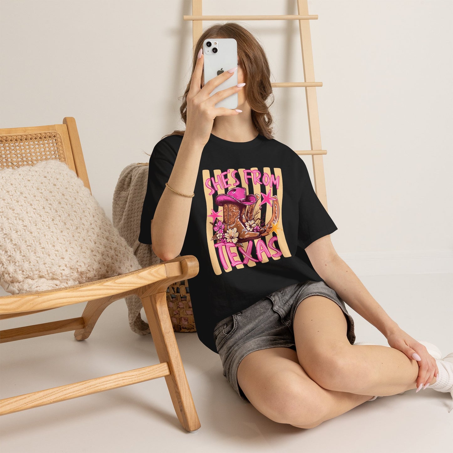 She's From Texas T-Shirt — Pink Cowgirl Boots & Hat Texas Pride Tee