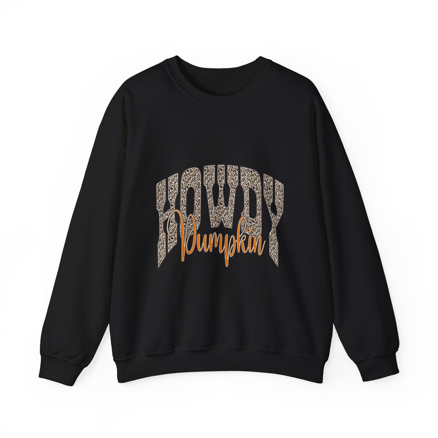 Howdy Pumpkin Crewneck Sweatshirt — Retro Leopard Fall Graphic