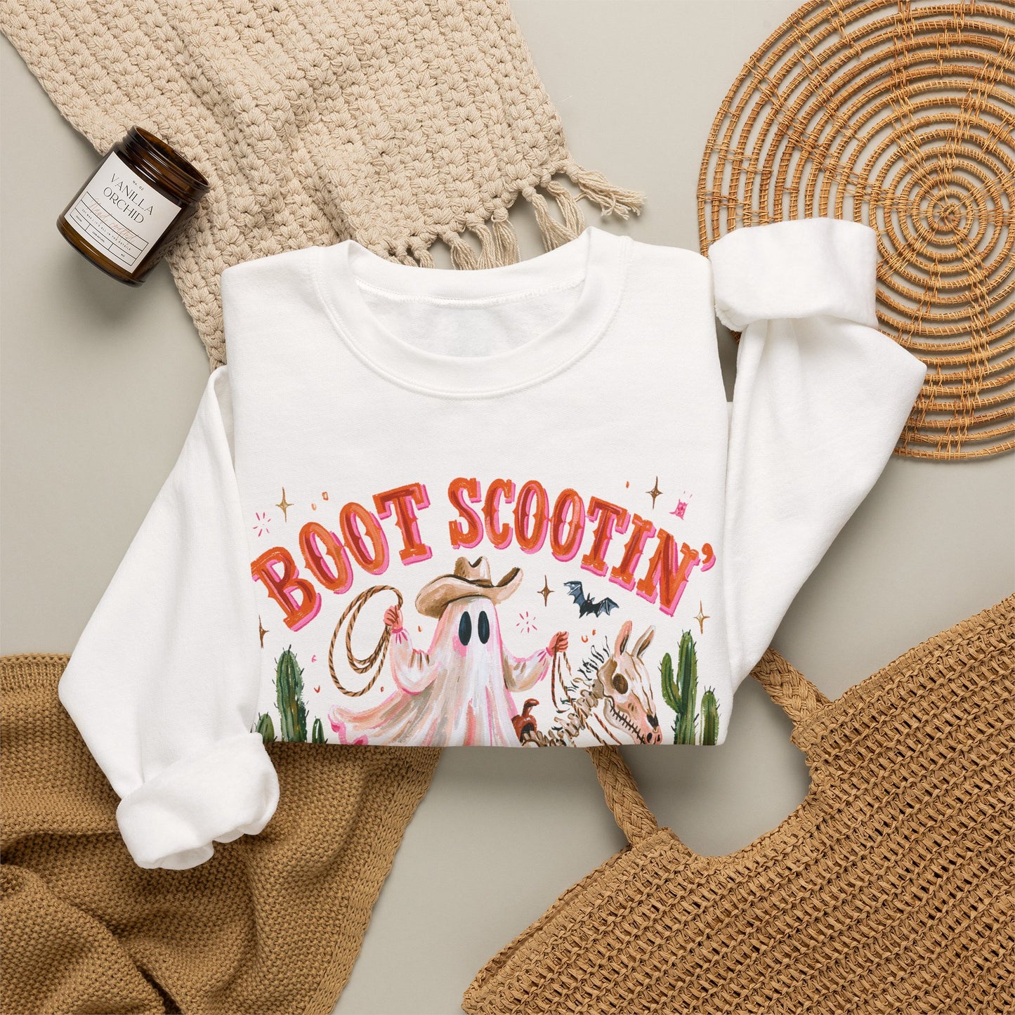 Boot Scootin' Spooky Sweatshirt — Western Halloween Ghost Crewneck