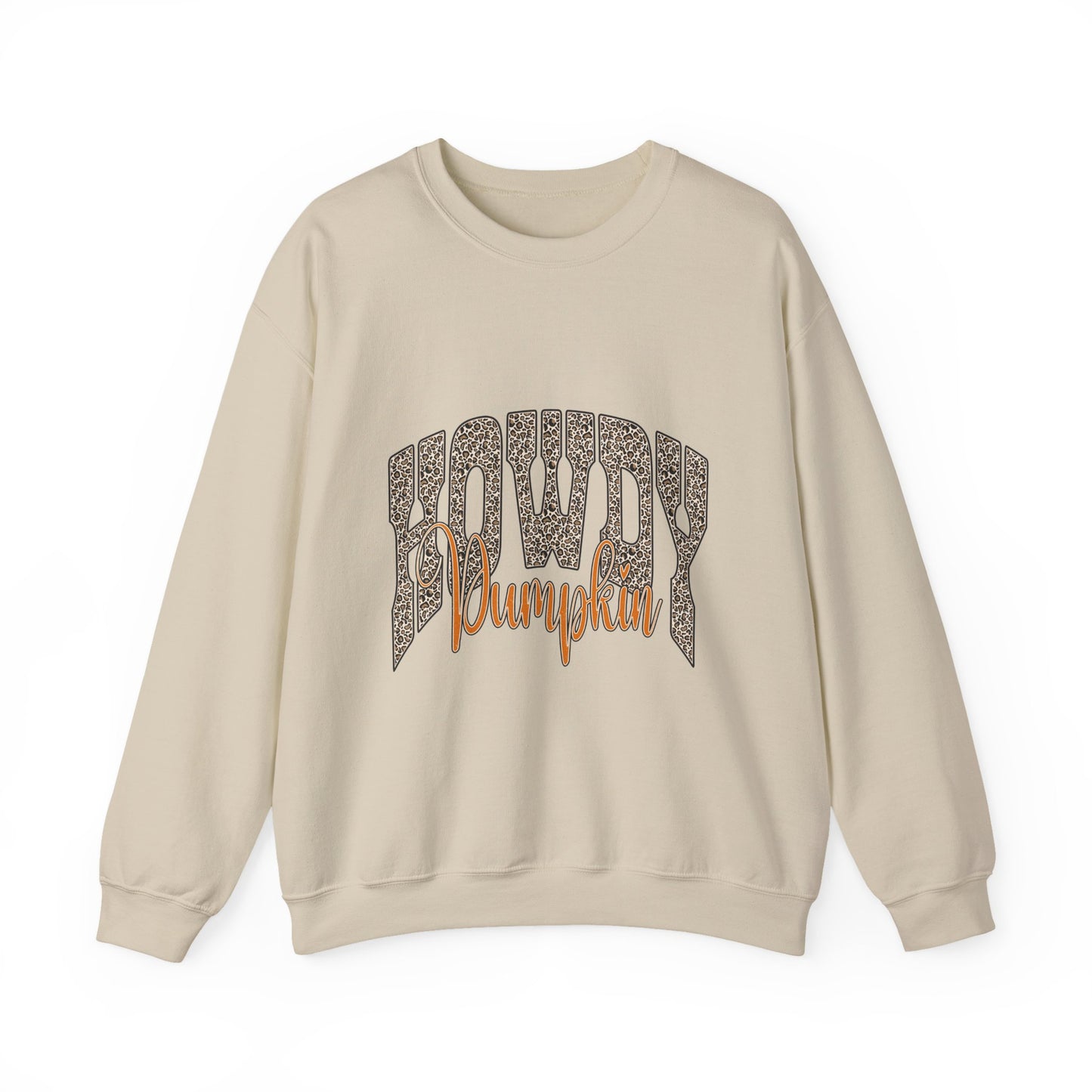 Howdy Pumpkin Crewneck Sweatshirt — Retro Leopard Fall Graphic